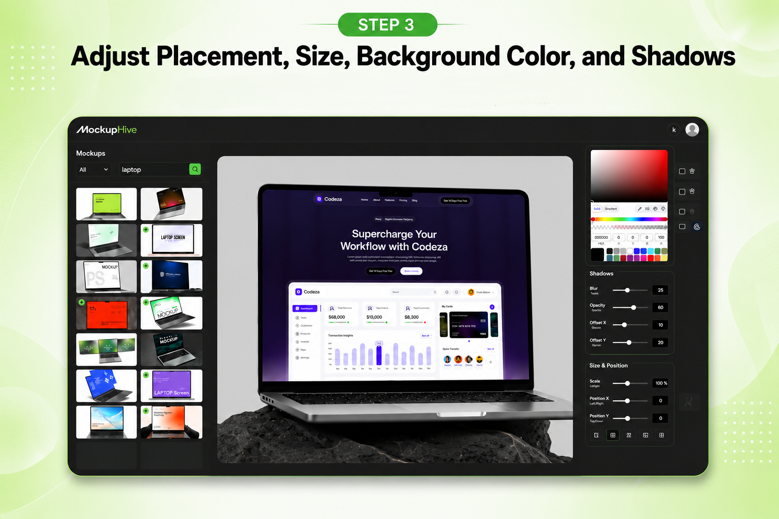 Customize the Mockup Presentation - MockupHive Mockup Editor