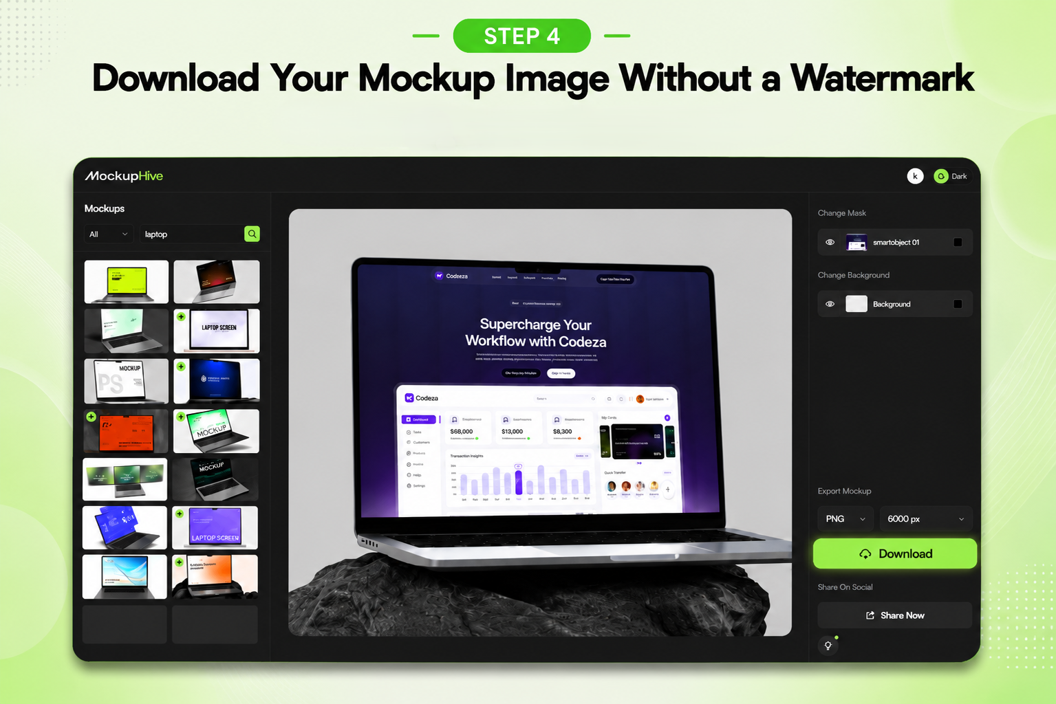 Export and Download Mockup From MockupHive