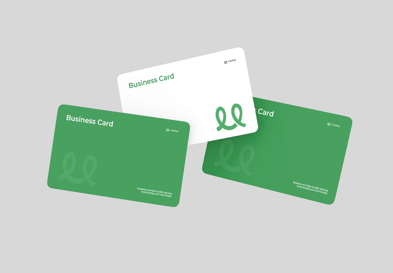 Green & White Floating Business Card Mockup Set