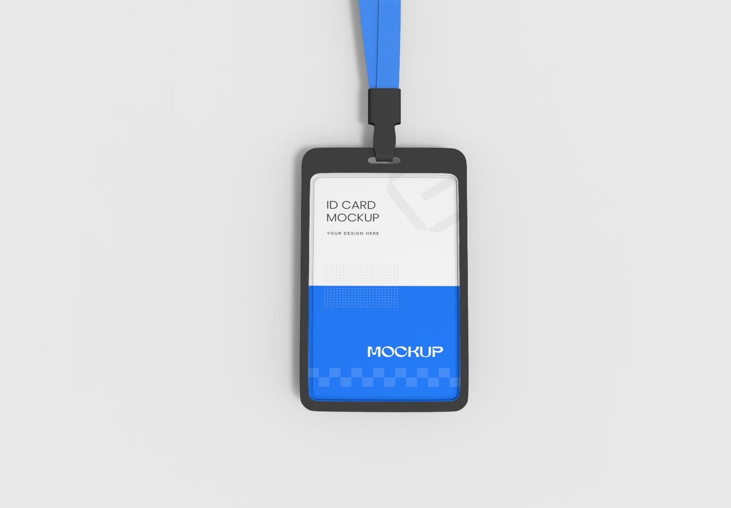 Blue & White ID Card Mockup with Lanyard