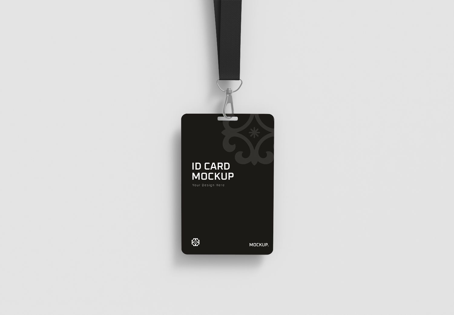 Minimalist Black ID Card Mockup with Lanyard