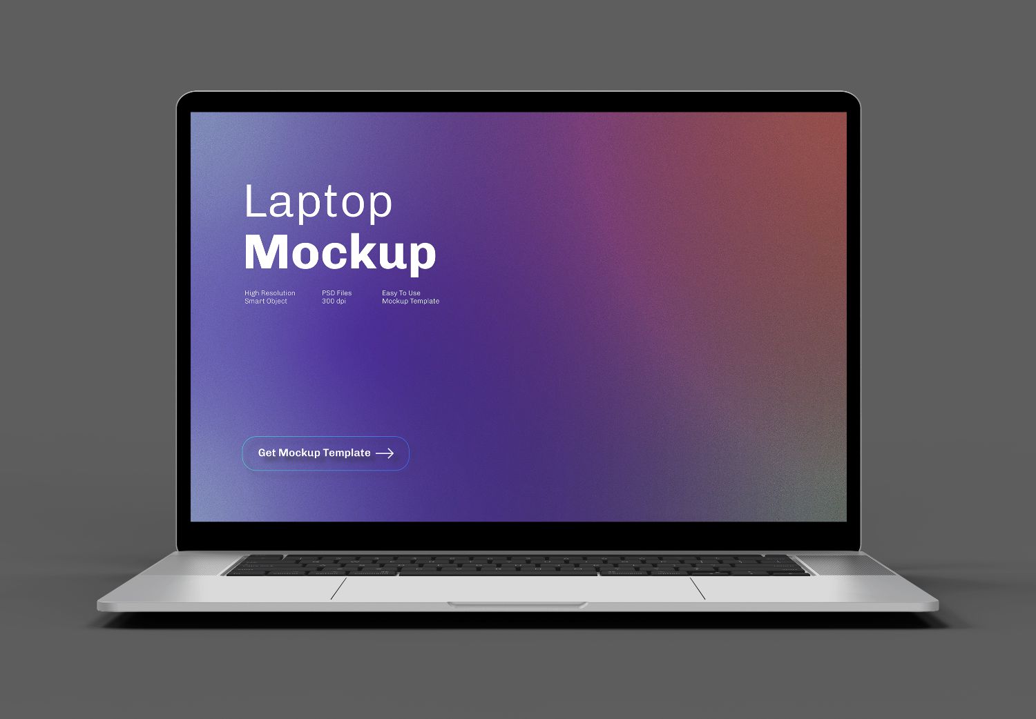 Silver Laptop Mockup with Gradient Screen