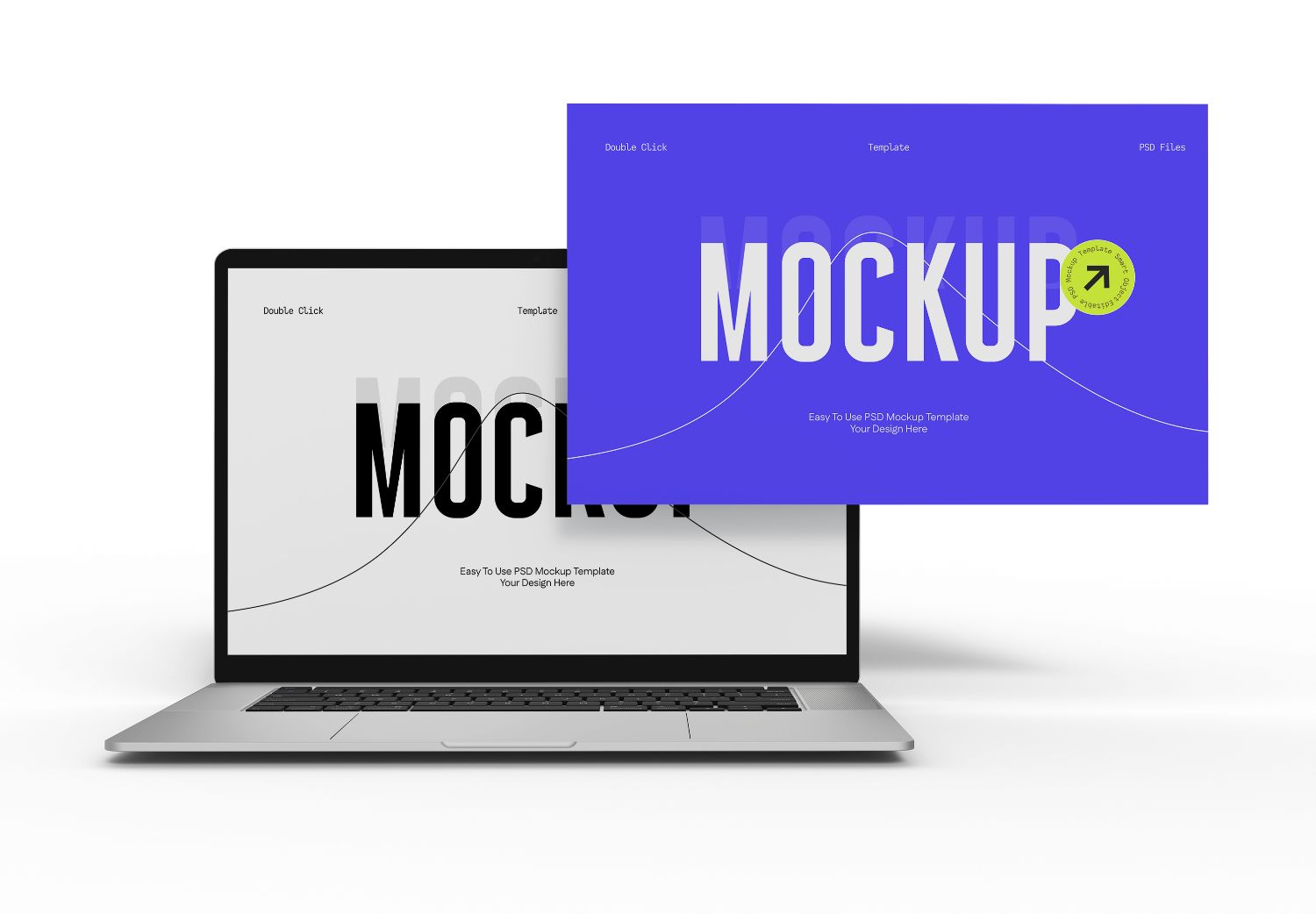 Laptop with Floating Mockup Template Display
