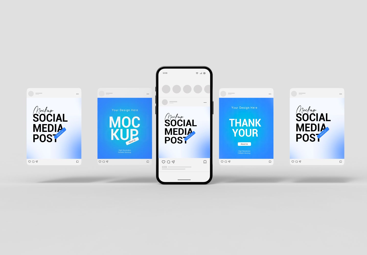 Blue Social Media Post Mockup – Premium PSD for Instagram & Mobile Feeds