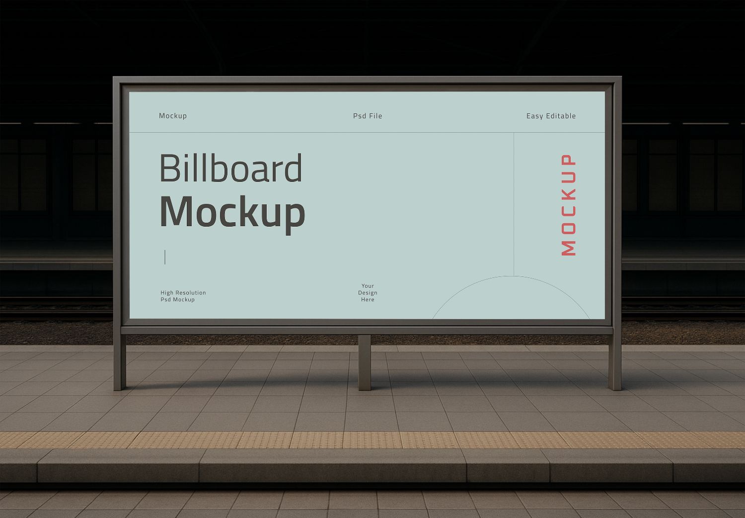 Train Station Billboard Mockup for Advertising