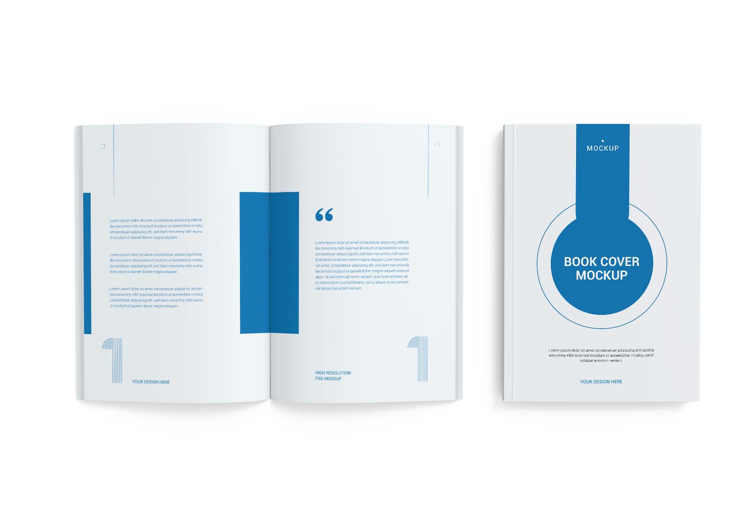 Open & Closed Book Mockup with Blue Design