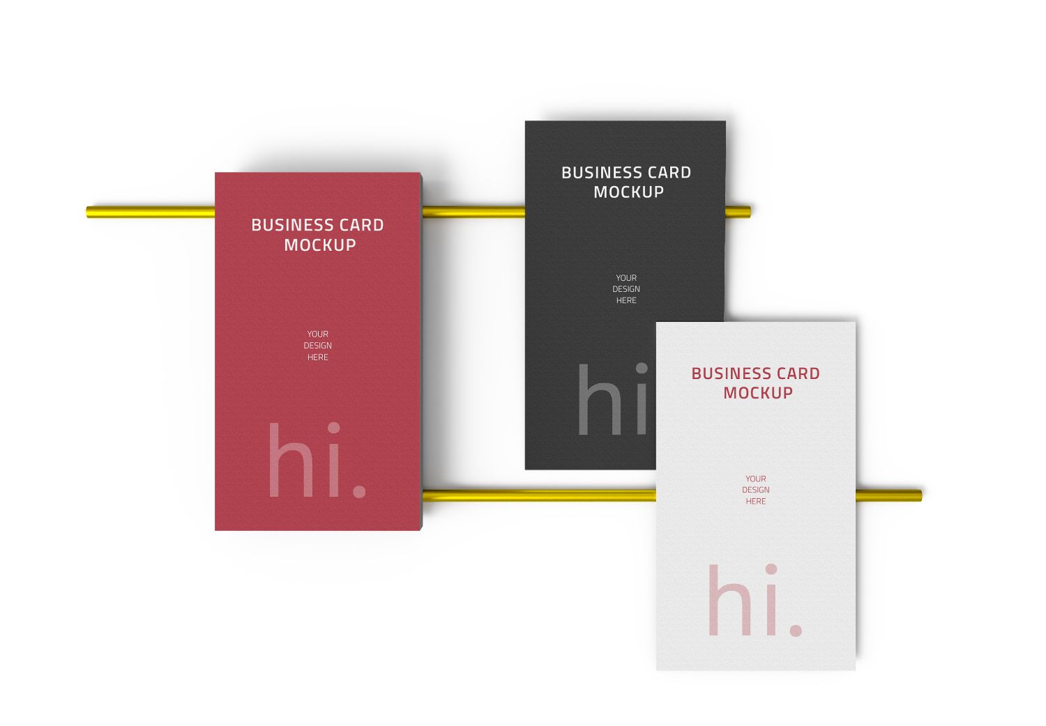 Triple Business Card Mockup – Red, Black & White PSD for Branding