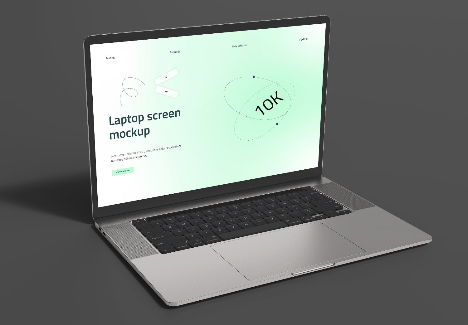 Silver Laptop Screen Mockup with Green Gradient
