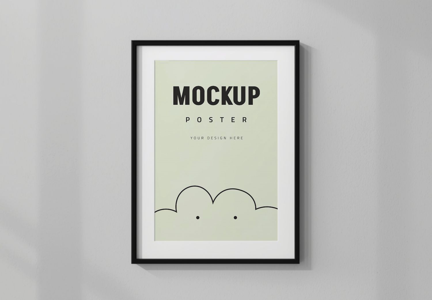 Minimalist Wall Art Poster Mockup - Black Frame on White Wall