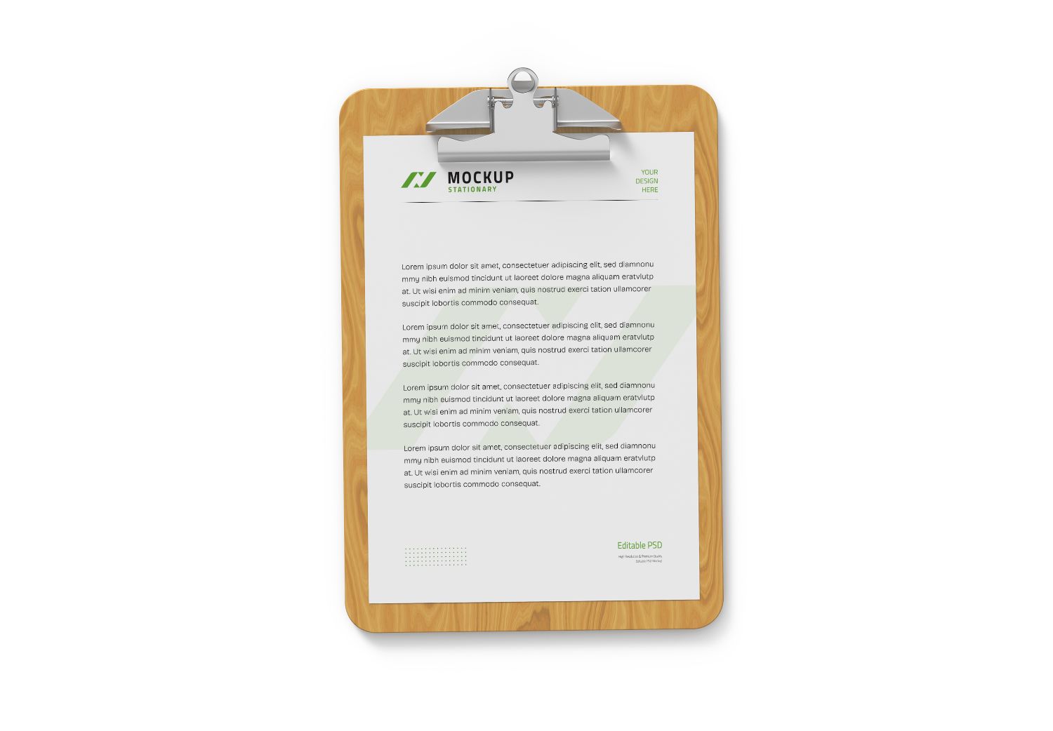 Wooden Clipboard Mockup with Paper - Professional Stationery Template
