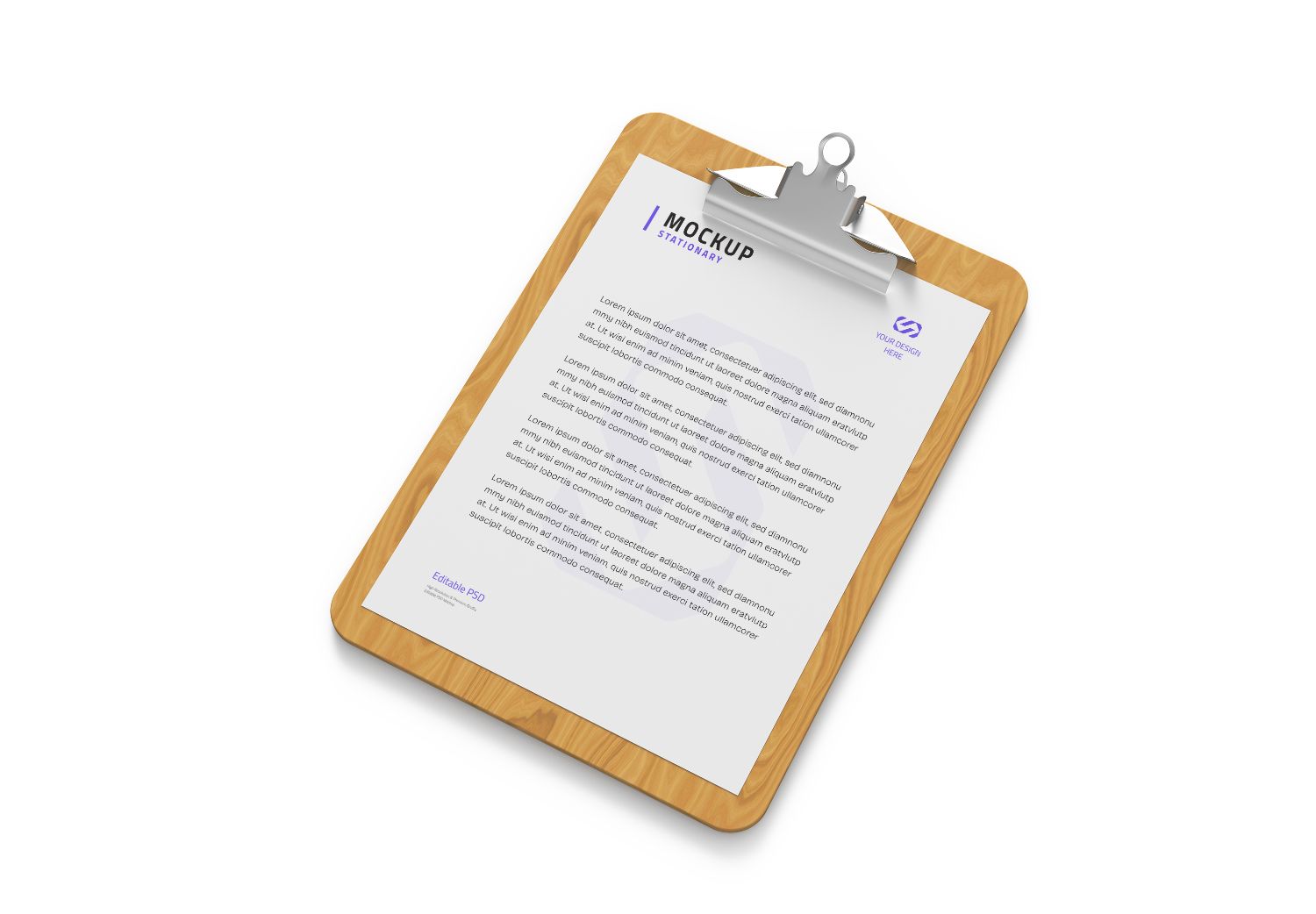 Wooden Clipboard Mockup - Professional Stationery Template