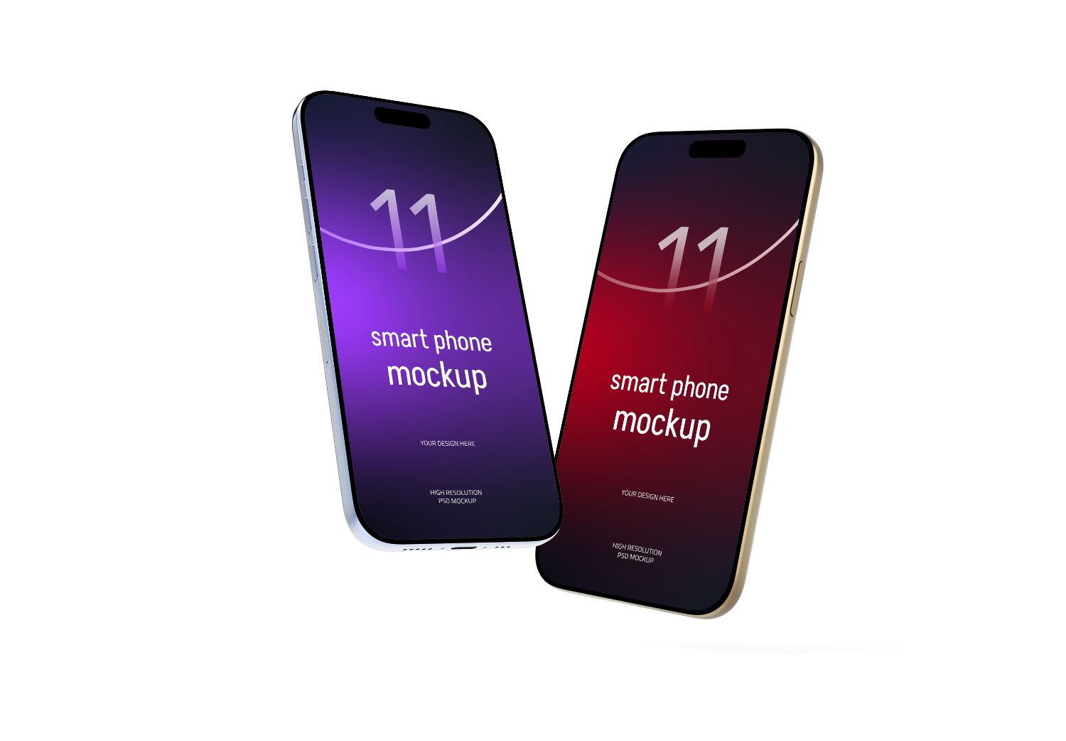 Dual Smartphone Mockup Set - Purple & Red Gradient - High Res PSD