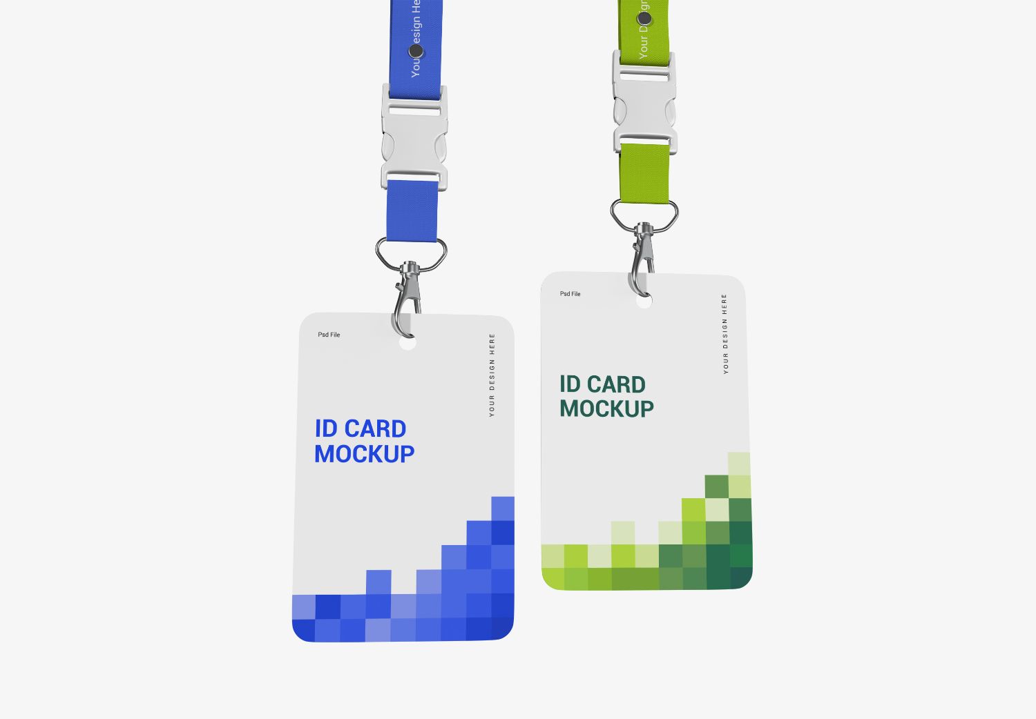 ID Card Mockup Set - Blue & Green Lanyard Design