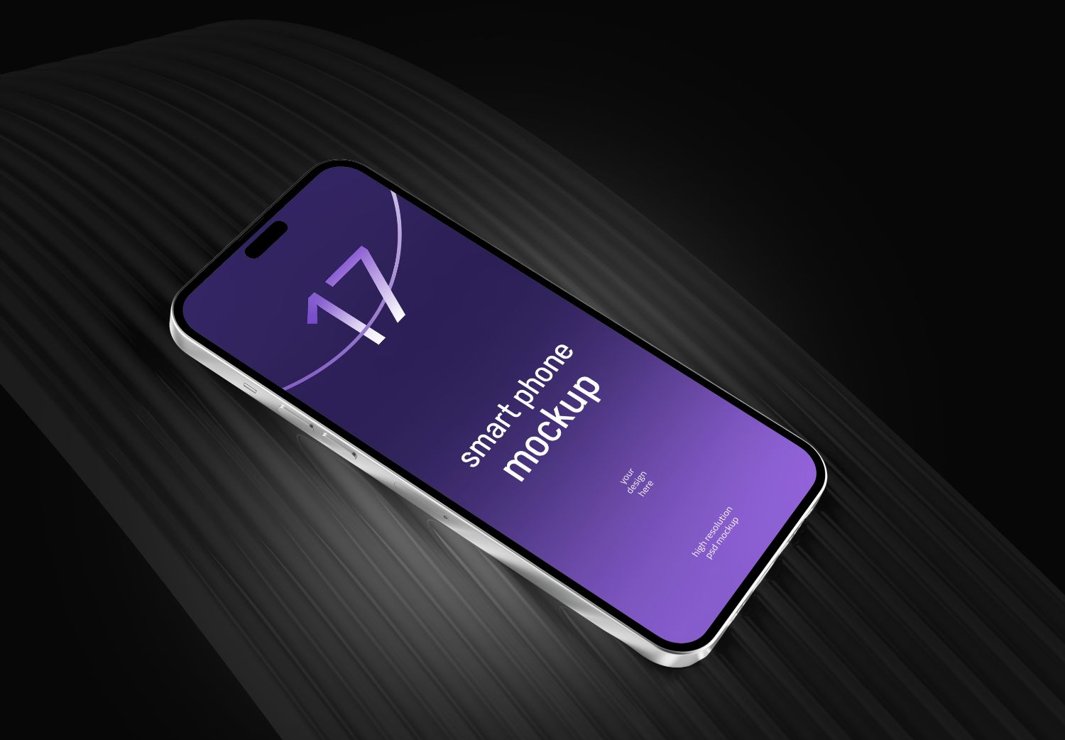 Purple Gradient Smartphone Mockup on Textured Black