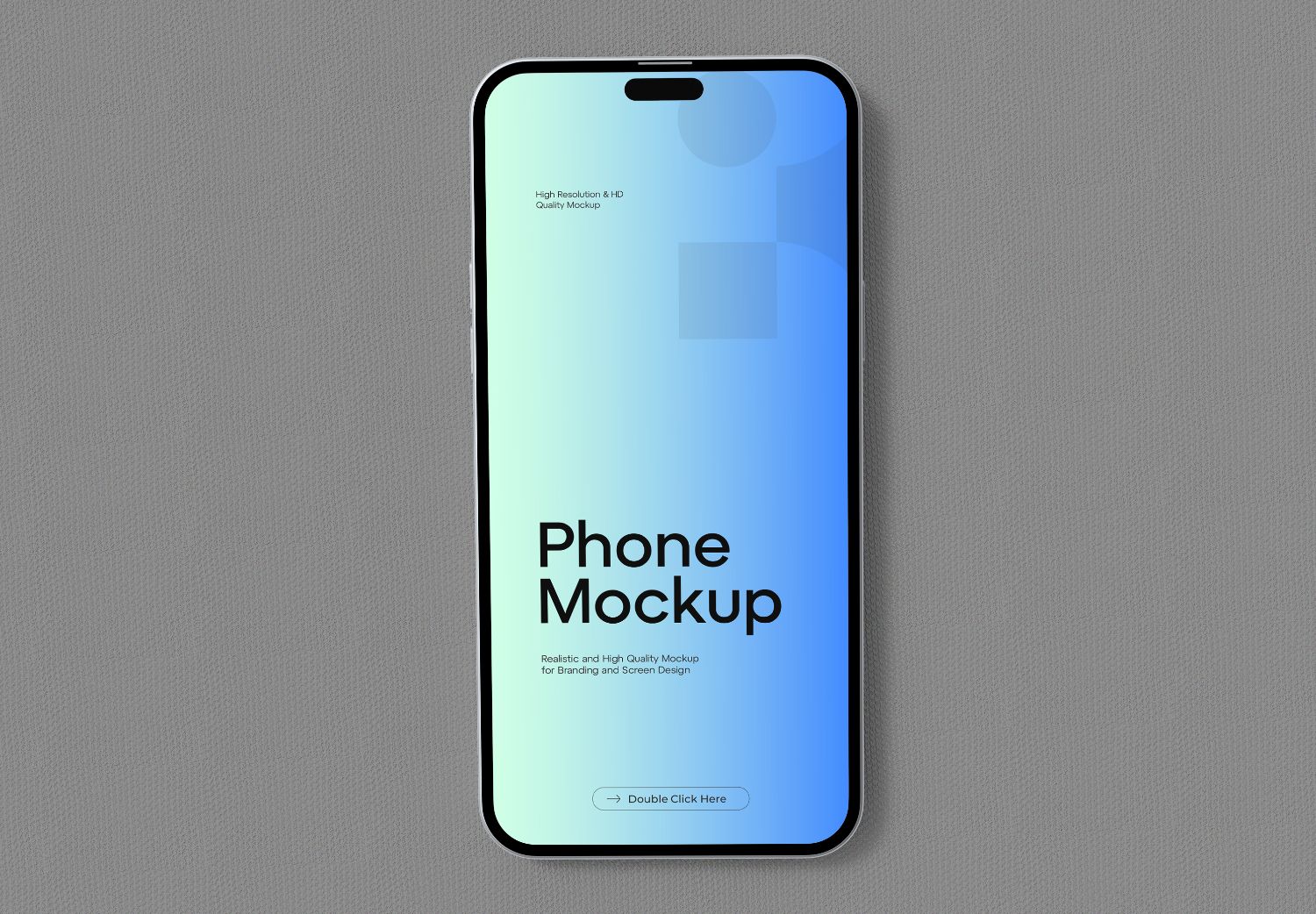 iPhone 15 Pro Mockup - Vertical Blue & Mint Gradient on Textured Gray Background