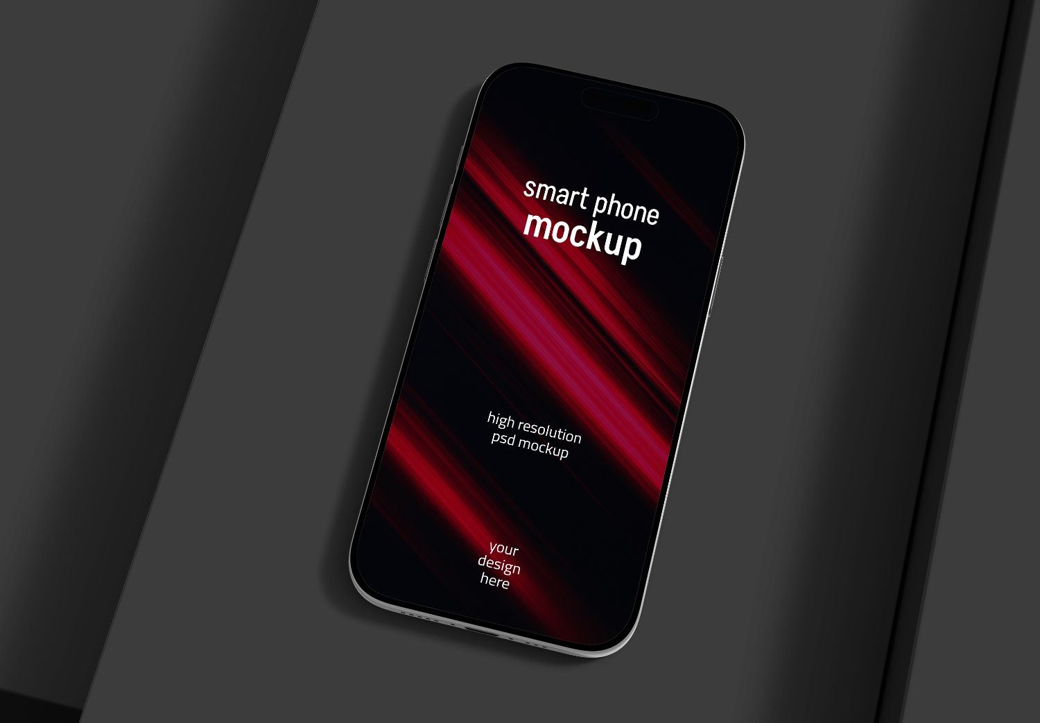 Red Diagonal Stripe Smartphone Mockup - Dark Background - High Res PSD