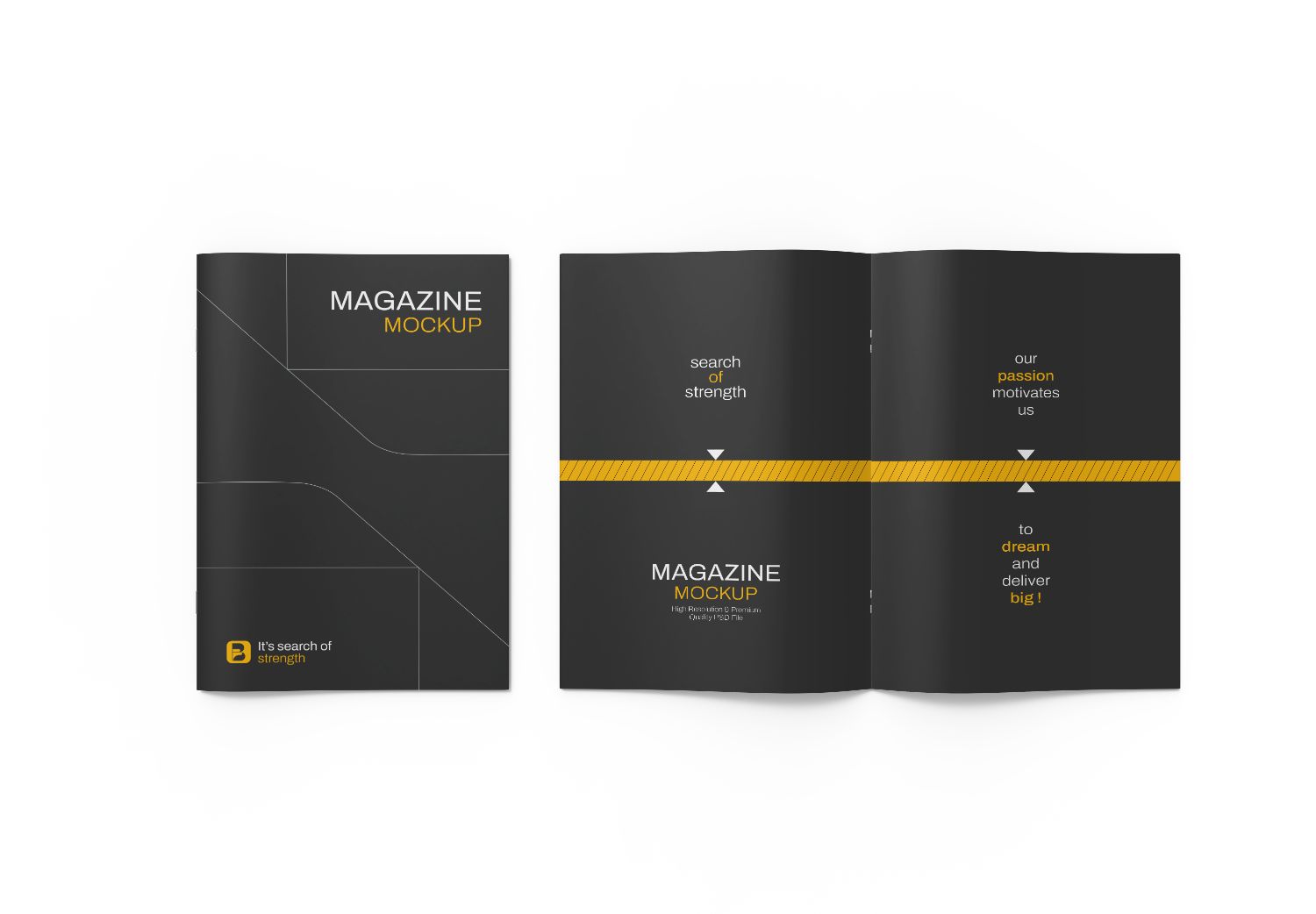 Premium Magazine Mockup Sleek Black & Gold Design