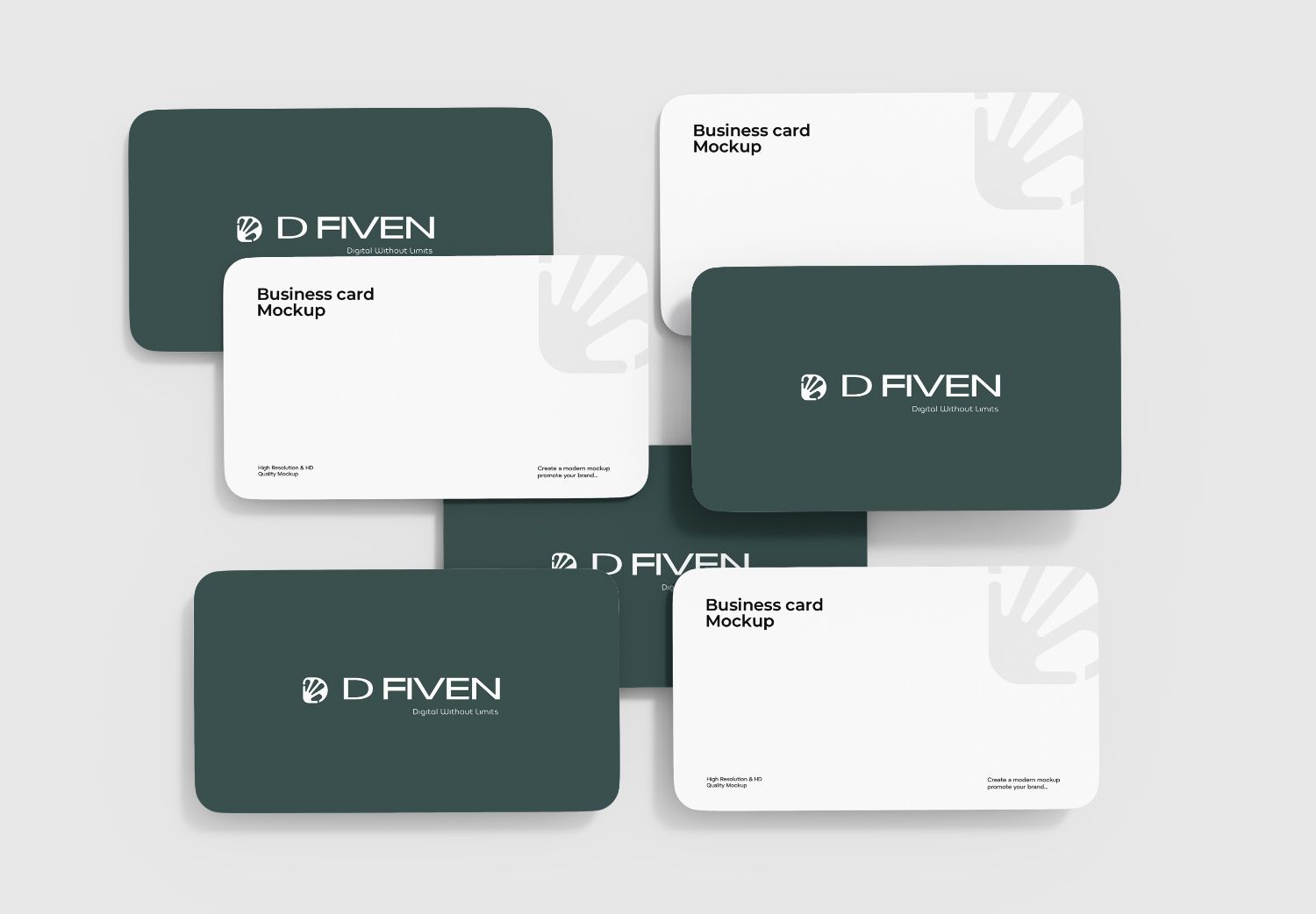 Modern Business Card Mockup Set - Dark Green & White Double-Sided Design