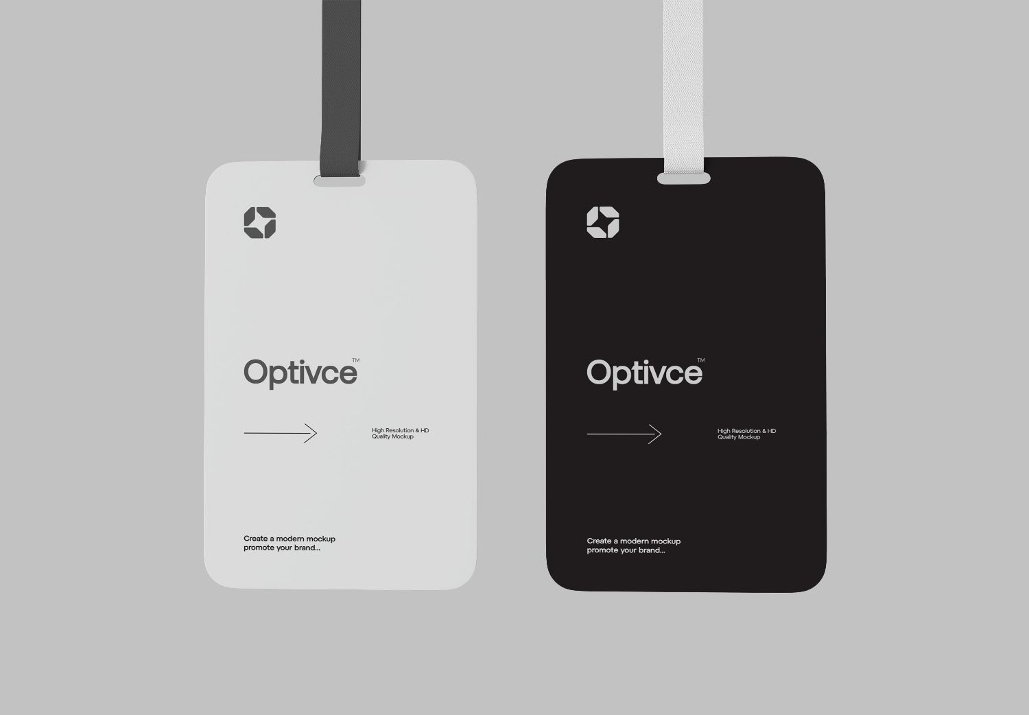 Premium Luggage Tag Mockup Set - White & Black Double-Sided Design