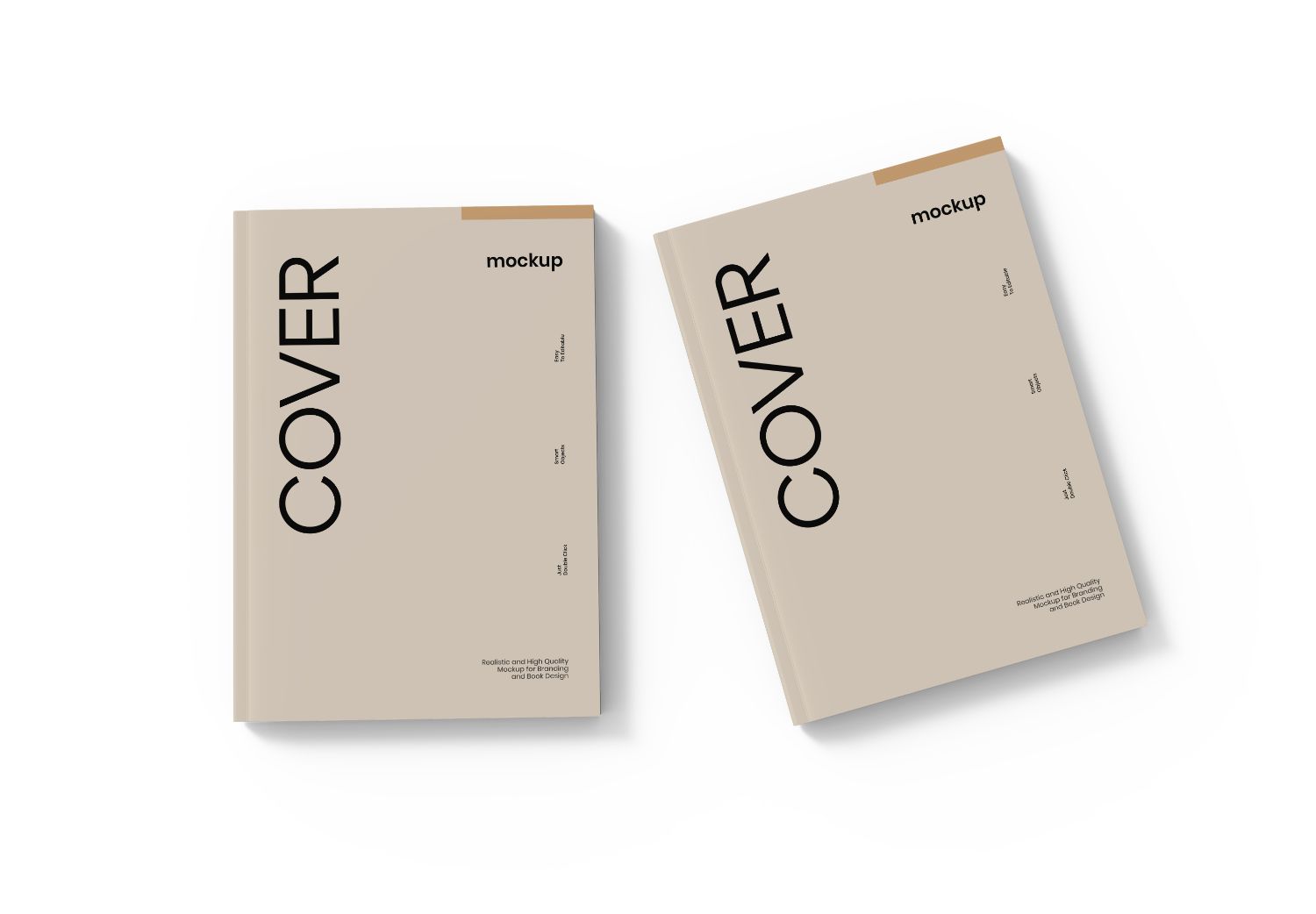 Minimalist Book Cover Mockup Set - Beige Hardcover with Clean Typography
