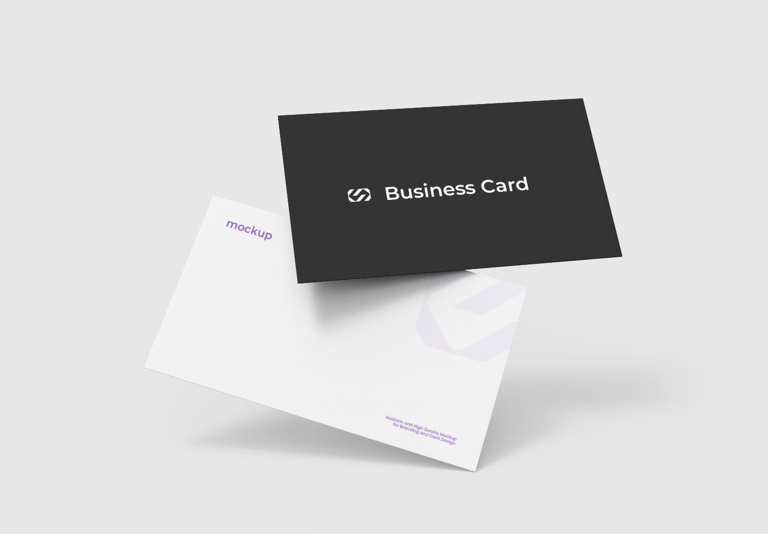 Floating Business Card Mockup - Black & White Double-Sided Design