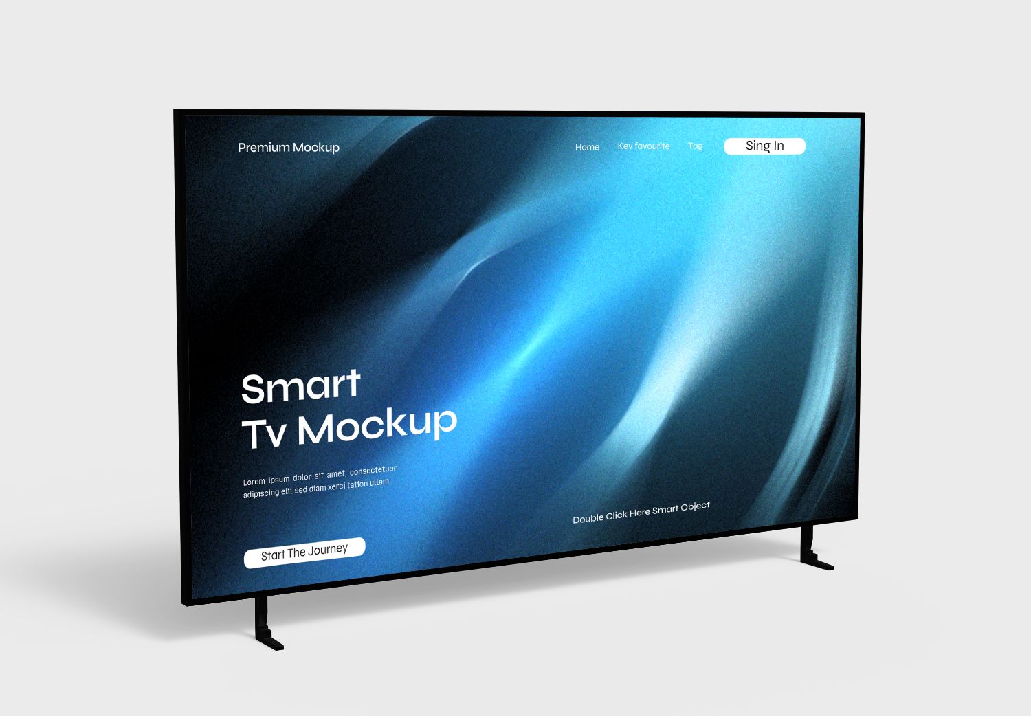 Premium Smart TV Mockup - Modern Flat Screen with Blue Gradient Display