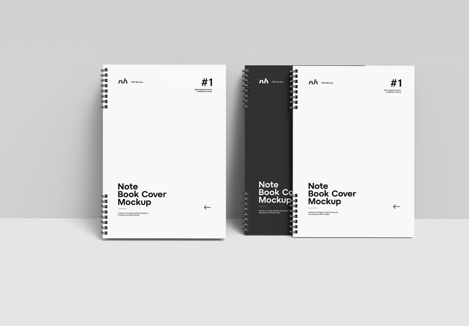 Spiral Notebook Cover Mockup Set - White & Black Minimalist Design