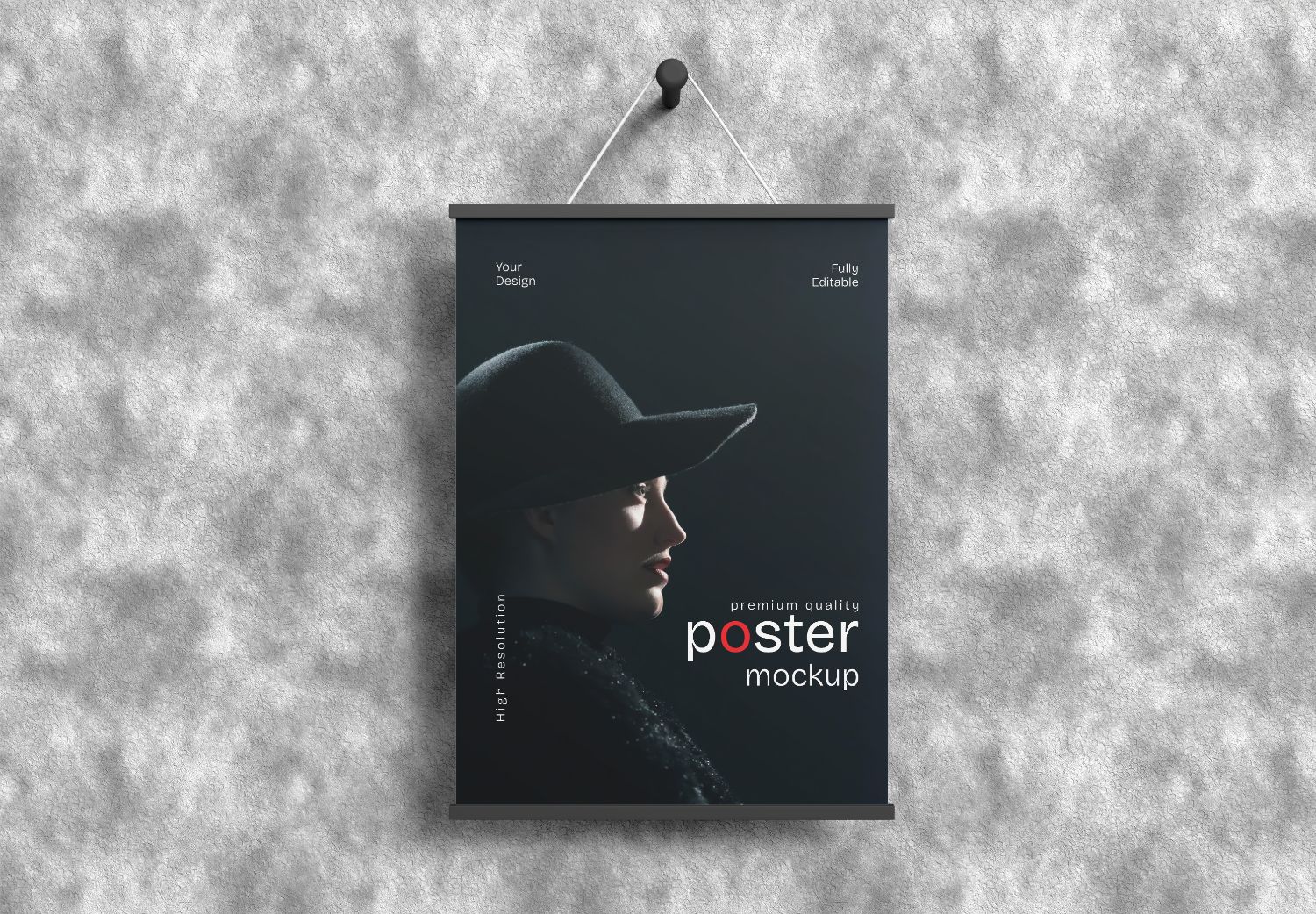 Hanging Poster Mockup – Premium PSD for Art, Film & Brand Displays