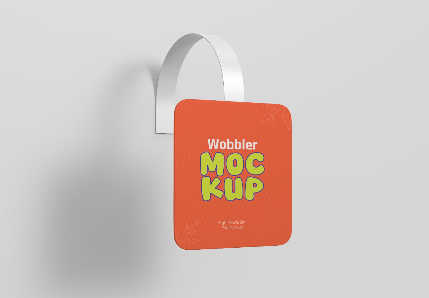 Wobbler Mockup - Orange Hanging Sign with Wavy Pattern