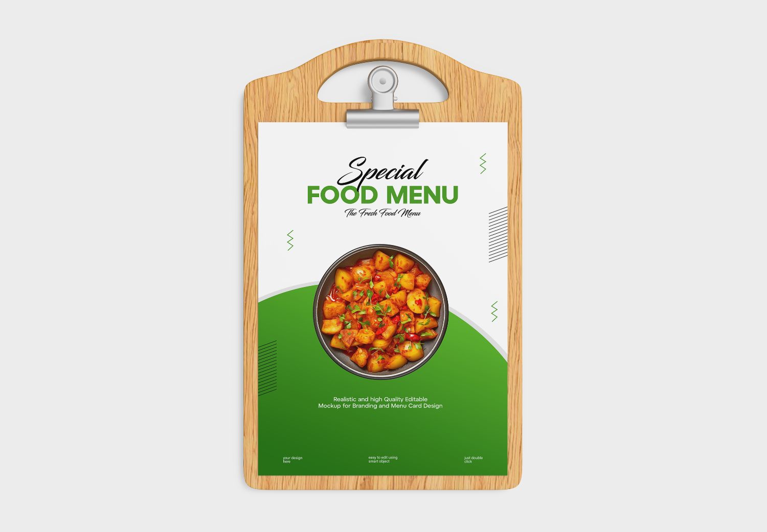 Wooden Clipboard Food Menu Mockup - Realistic Design for Restaurants & Cafes