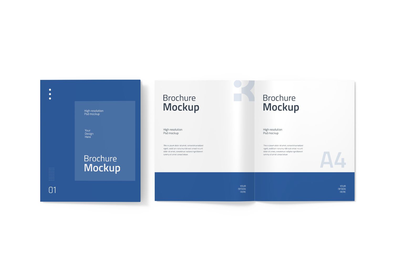 A4 Brochure Mockup - Blue & White Minimalist Design