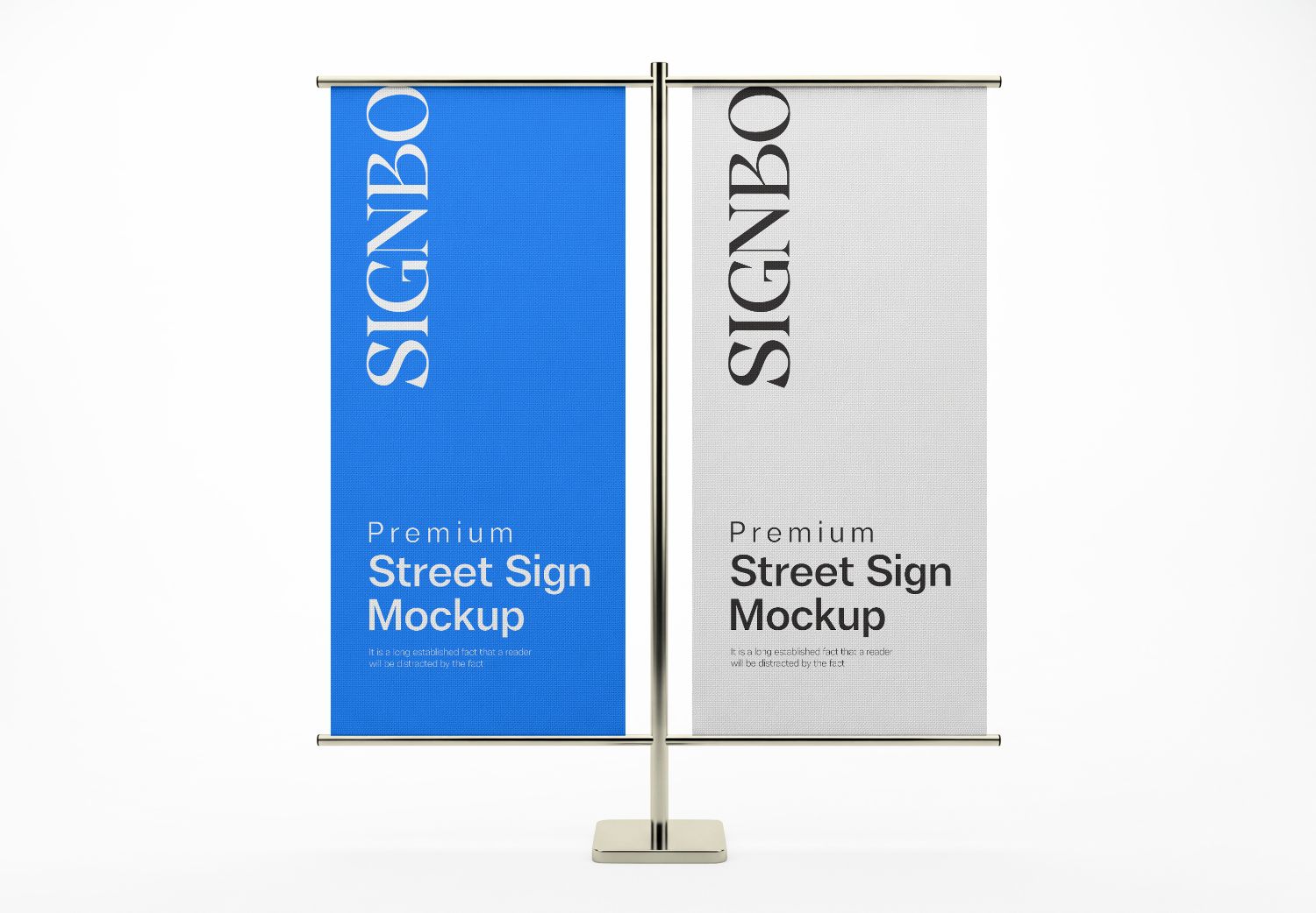 Dual Street Sign Mockup – Blue & White PSD for Branding & Retail