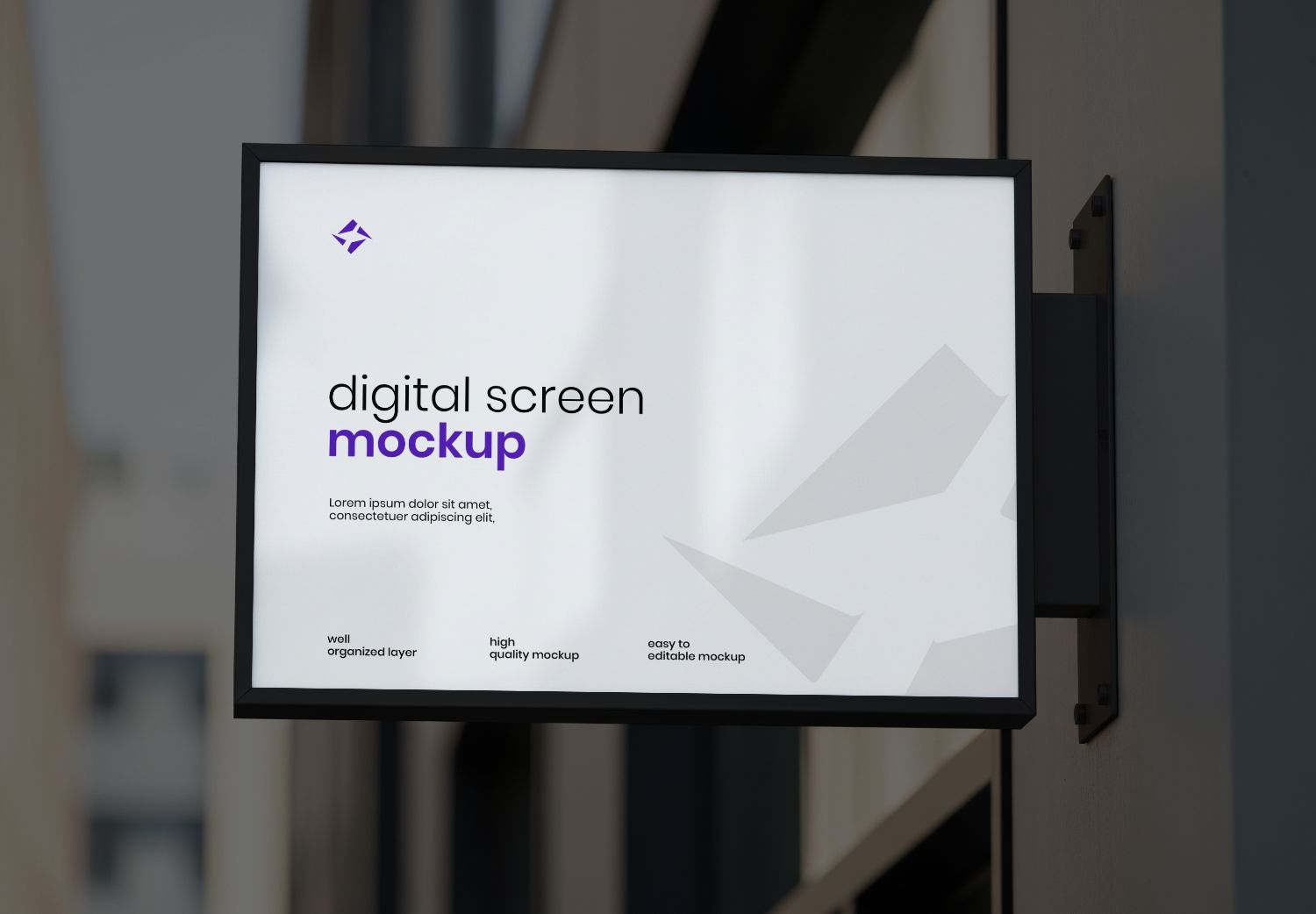 Modern Wall-Mounted Digital Screen Mockup - Realistic Display for Branding & Advertising