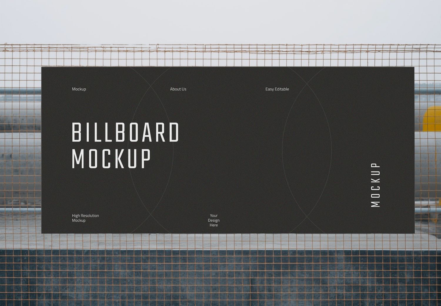 Minimalist Billboard Mockup on Tiled Wall for Clean Design Presentations