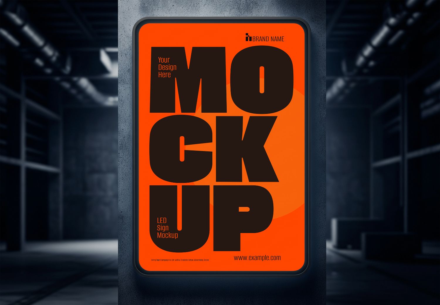 Vertical LED Sign Mockup for Urban Night Advertising