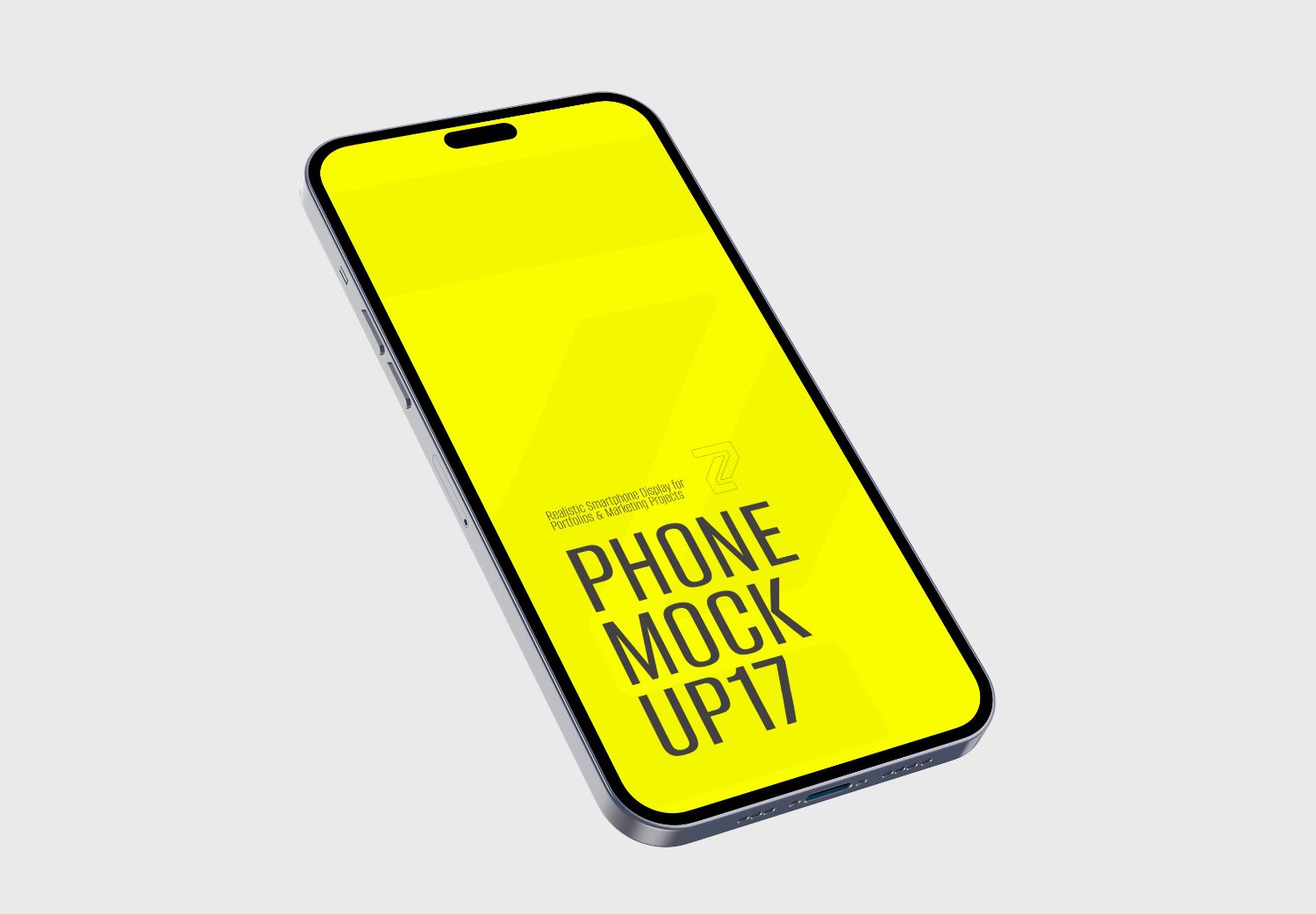 Modern Smartphone Mockup with Vibrant Yellow Screen for Portfolios
