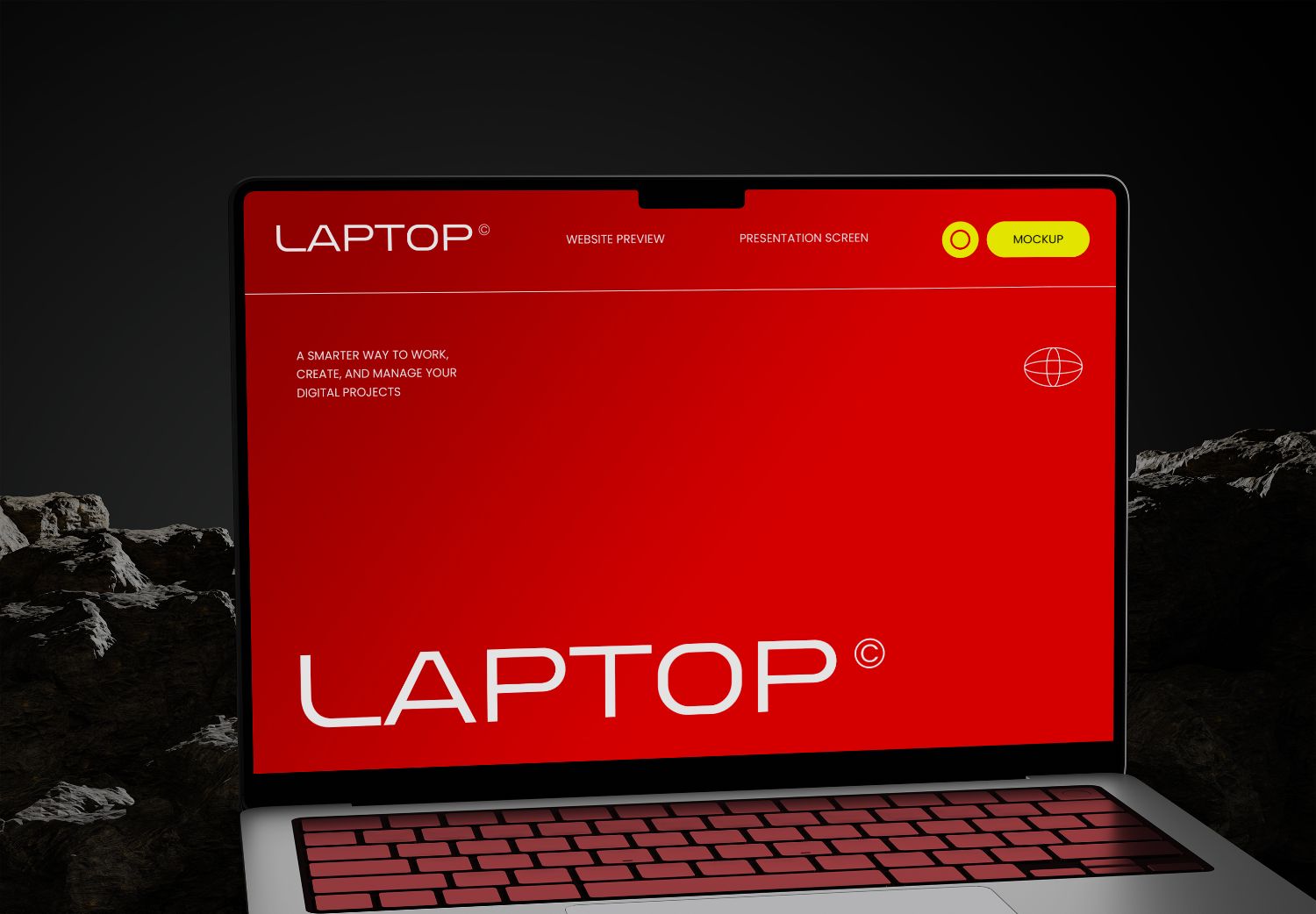 Red Laptop Screen Mockup