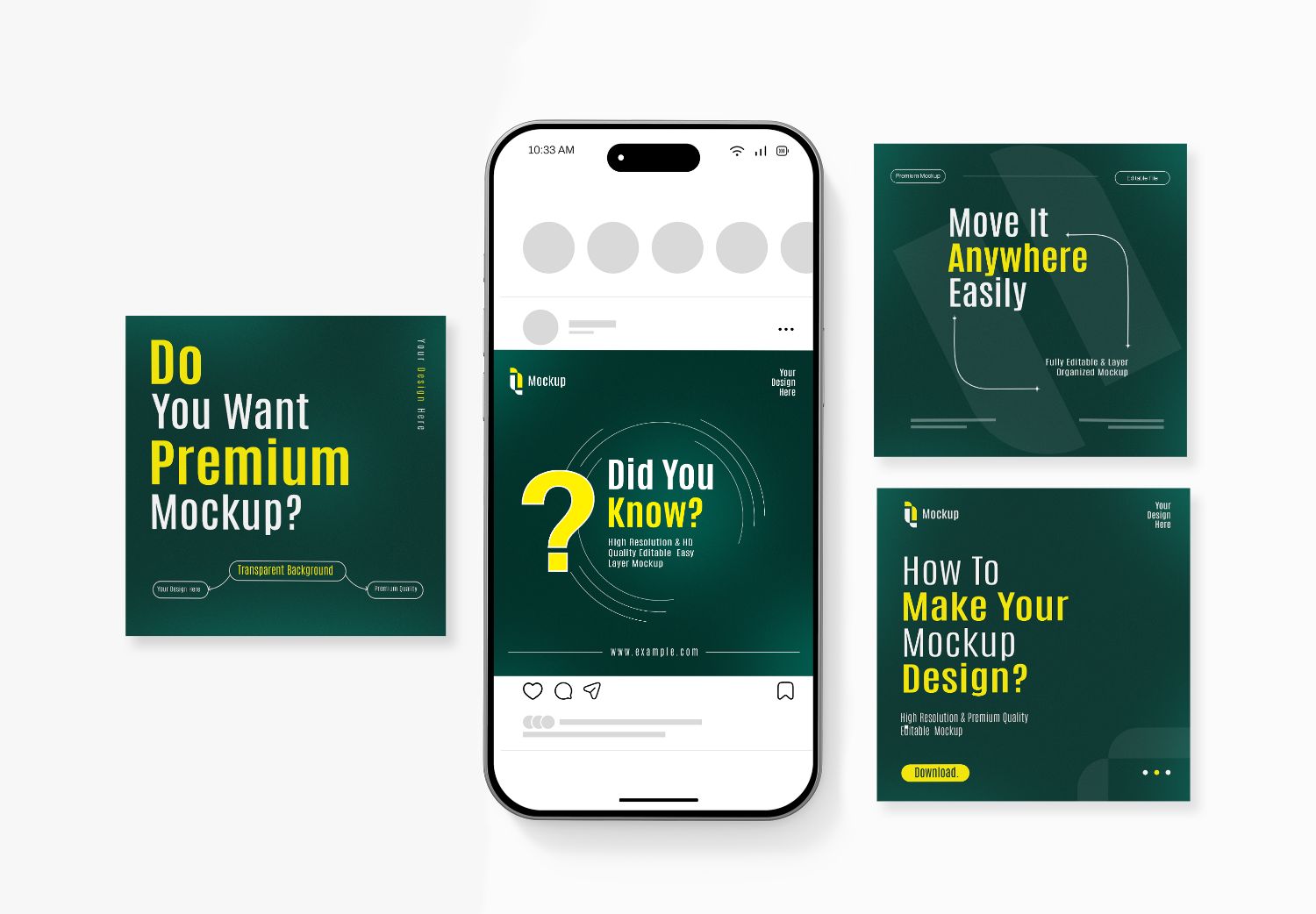 iPhone 15 Social Feed Mockup Set