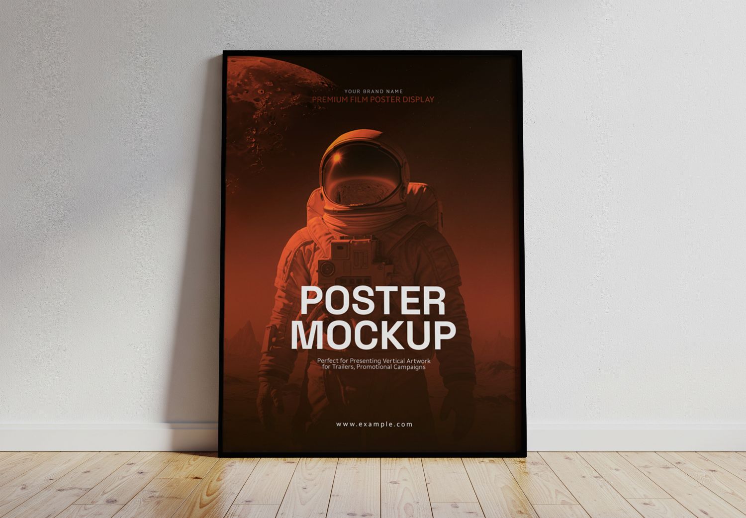 Astronaut Space Poster Mockup in Black Frame