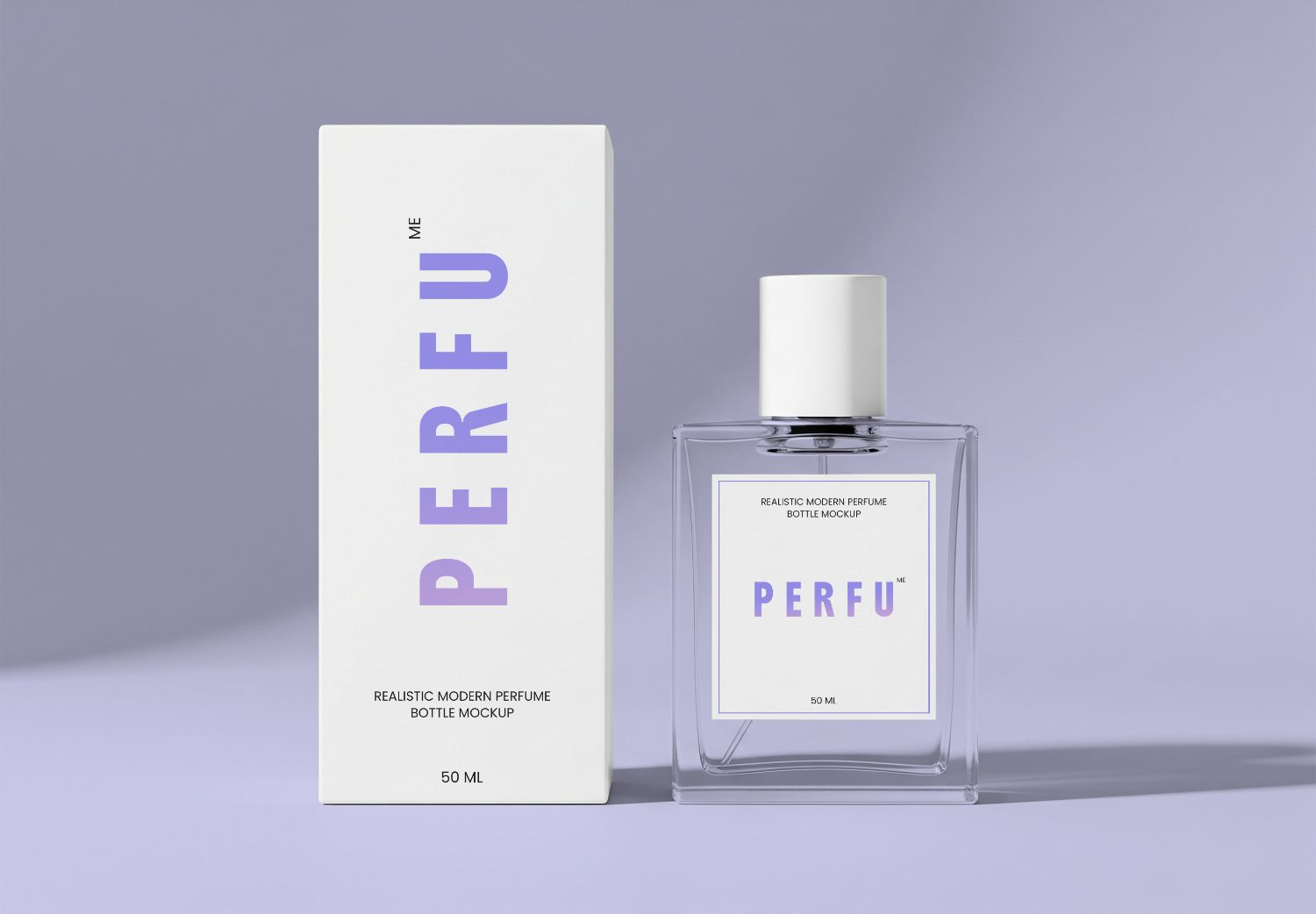 Modern Perfume Bottle & Box Mockup