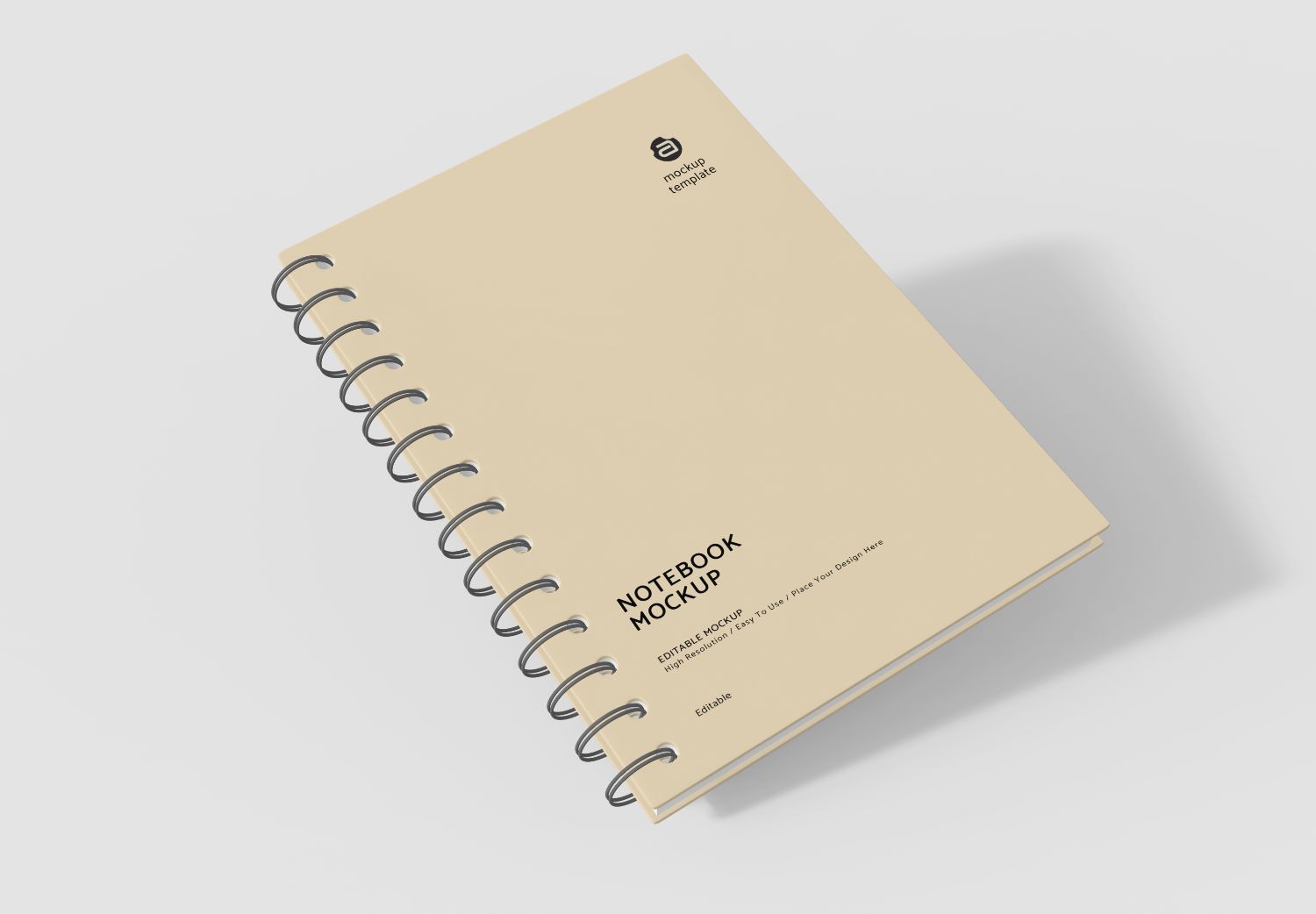 Beige Spiral Notebook Mockup Design