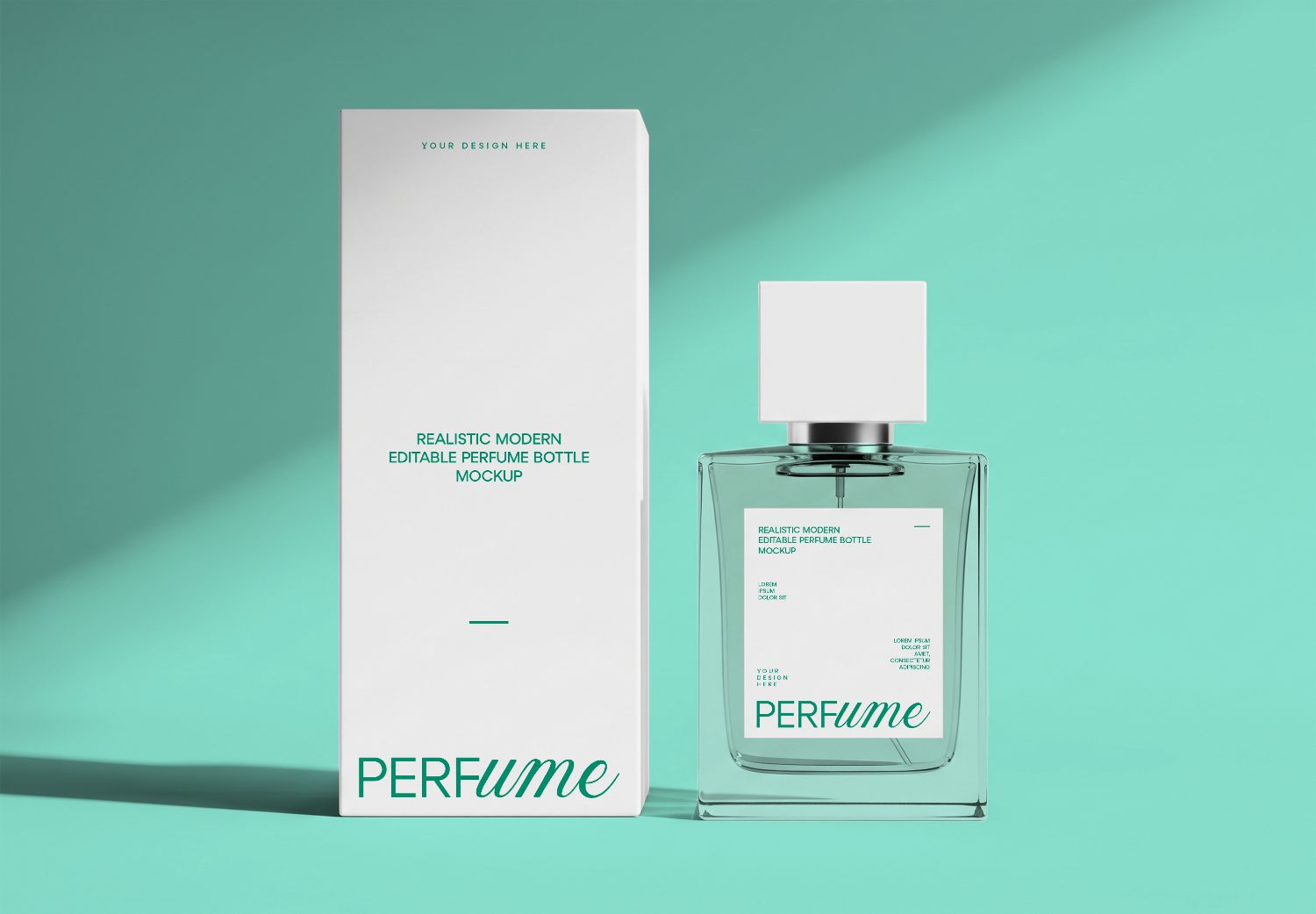 Modern Perfume Bottle & Box With Mockup
