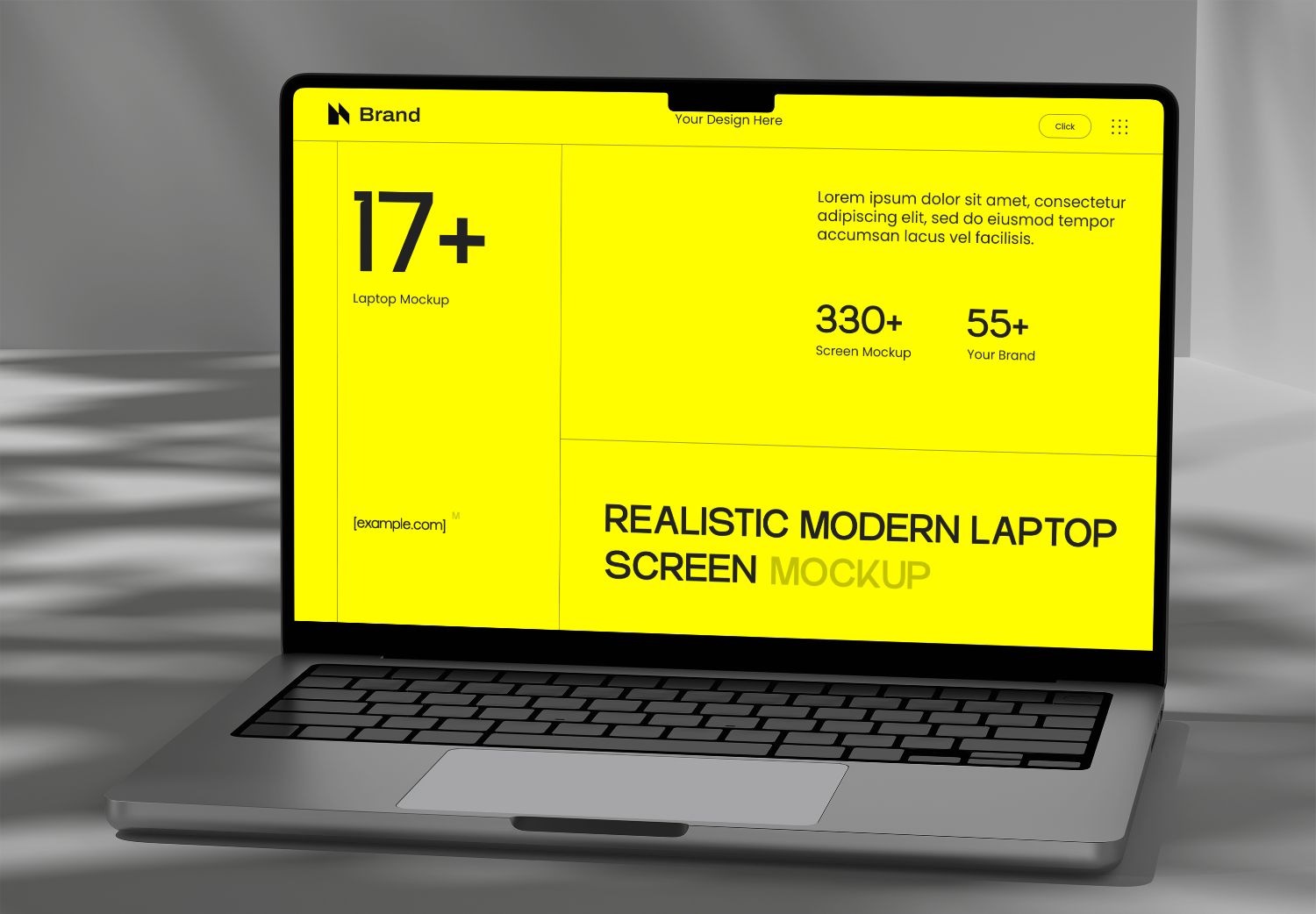 Vibrant Yellow 17+ Modern Laptop Screen Mockup Design