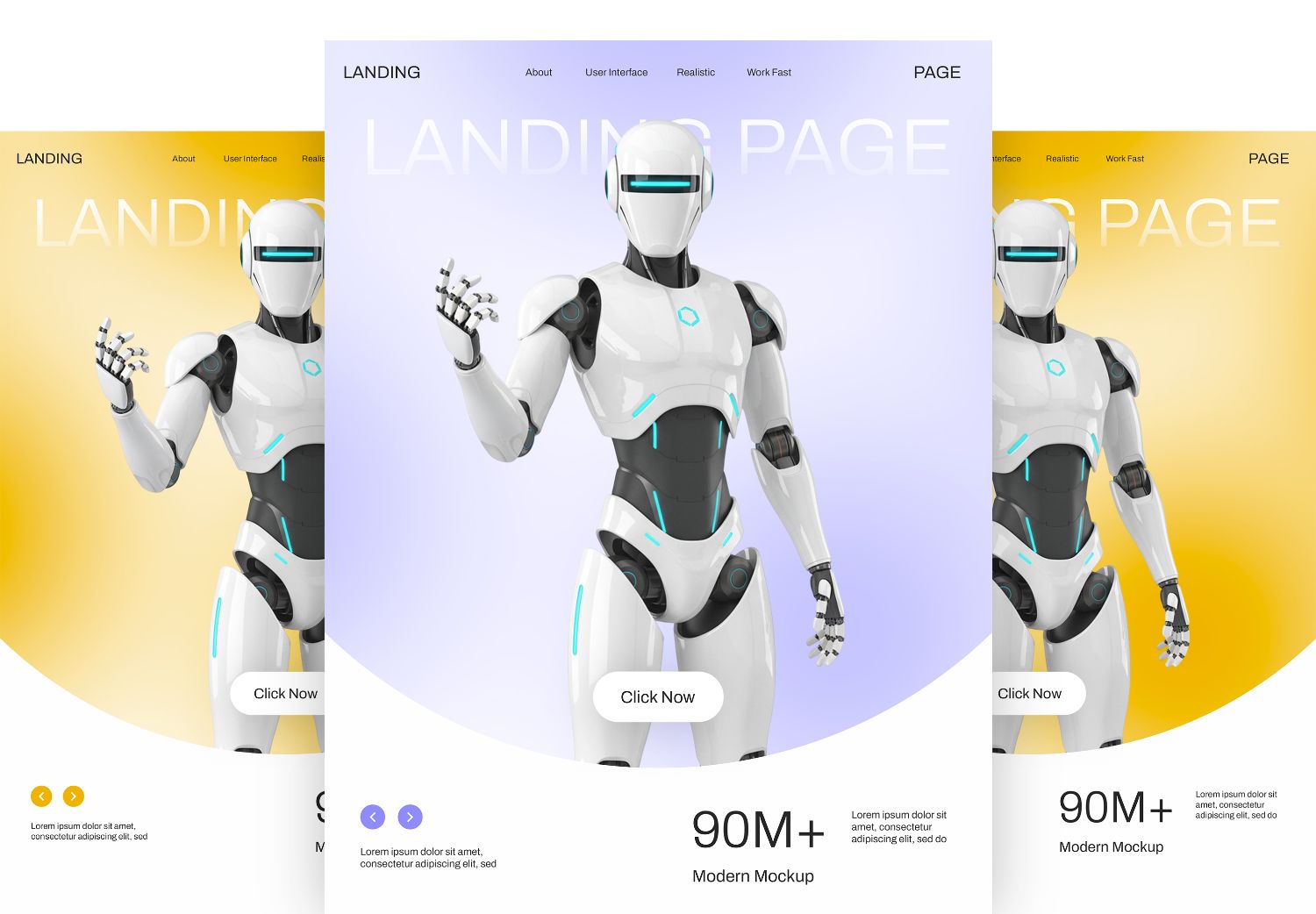 Modern Robot Landing Page Mockup